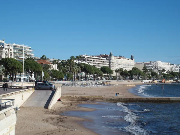 Famoso Paseo Croisette Playa Horizonte Cannes Francia —  Fotos de Stock