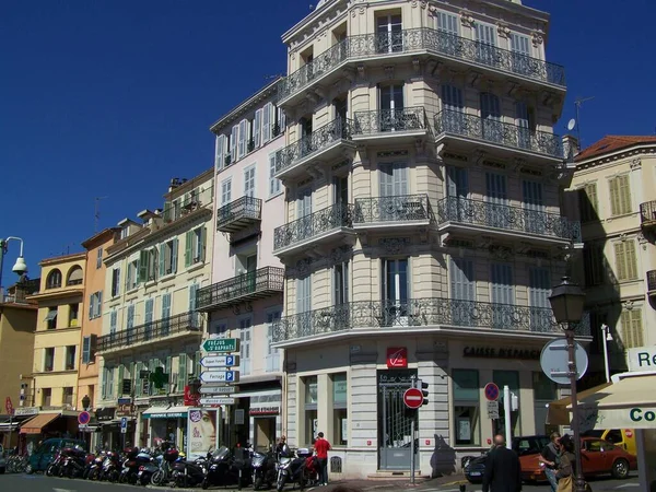 Several Buildings Beautiful Wrought Iron Balcony Railings Cannes France — Fotografia de Stock