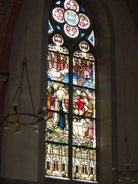 Stained Glass Window Parish Church Johannes Sundern Sauerland North Rhine — Stockfoto