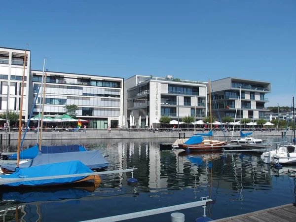 Marina Och Utveckling Vid Phoenix Lake Dortmund Förorten Hoerde Nordrhein — Stockfoto