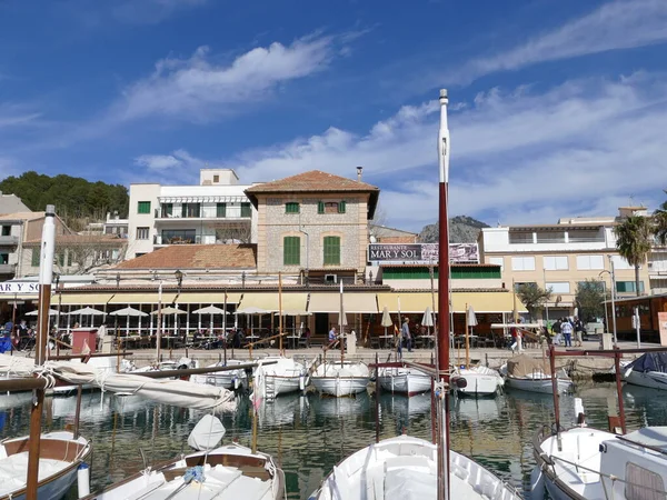Restaurant Harbor Promenade Port Soller Mallorca Balearic Islands Spain — Stock Photo, Image
