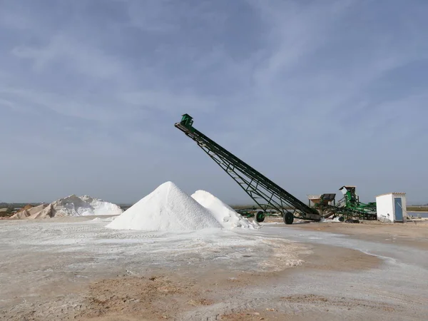 Conveyor Belt Mountains Salt Salt Fields Trenc Mallorca Balearic Islands — Stock Photo, Image