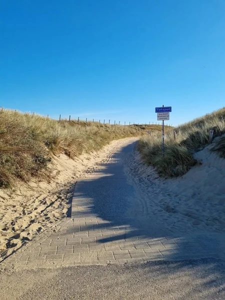 Carriles Bici Través Las Dunas Mar Del Norte Aquí Cerca —  Fotos de Stock