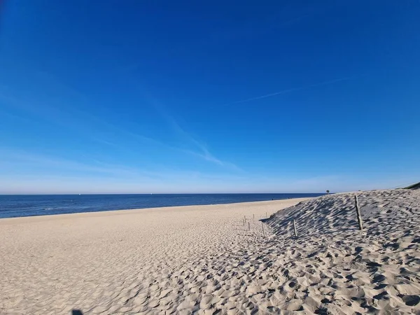 Nekonečná Rozloha Pláži Severním Holandsku Nizozemí Tady Poblíž Julianadorpu — Stock fotografie