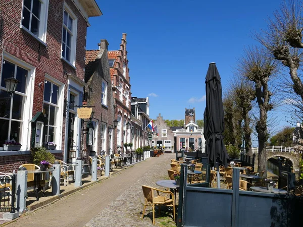 Voorstreek Street Restaurants Cafes Dutch Sloten Frisian Sleat Friesland Países — Fotografia de Stock