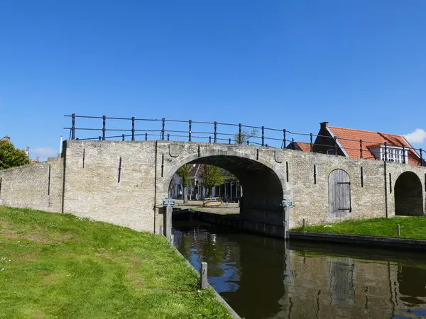 Canal Bridge Dutch Sloten Frisian Sleat Frisia Países Bajos — Foto de Stock