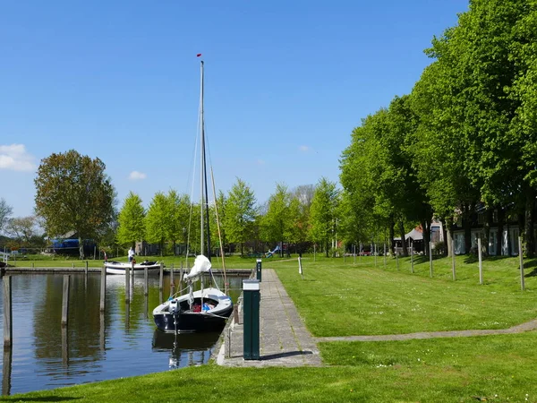 Small Boat Harbor Dutch Sloten Frisian Sleat Friesland Netherlands — Stock Photo, Image