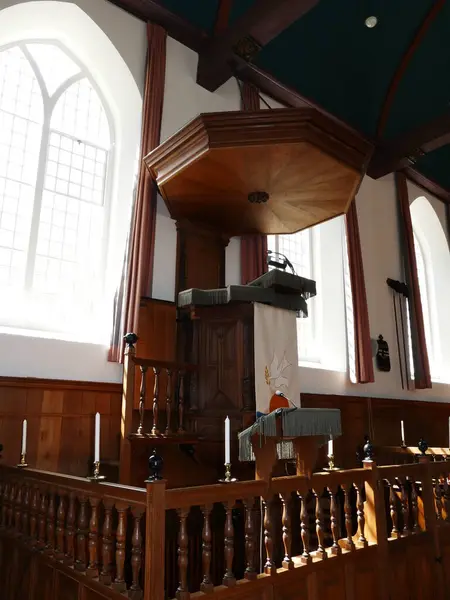 Predikstol Hervormde Kerk Reformerad Kyrka Holländska Sloten Frisian Sleat Friesland — Stockfoto