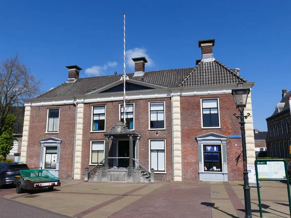 Történelmi Városháza Holland Lemmer Fríz Lemmer Kikötőváros Ijsselmeer Egy Nagyon — Stock Fotó