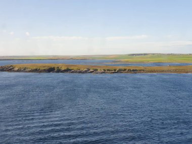 Orkney Anakarası 'ndaki deniz manzarası, Orkney Adaları, İskoçya, Birleşik Krallık