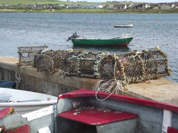 Рыбные Ловушки Гавани Стромнесс Оркнейские Острова Шотландия Великобритания — стоковое фото