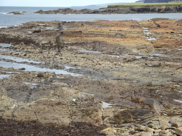 Hromaděné Kamenné Desky Birsay Sound Orkney Mainland Orkneje Skotsko Velká — Stock fotografie