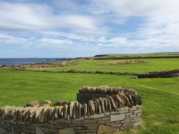 Krajina Historickými Kamennými Zdmi Farnosti Birsay Isle Mainland Orkneje Skotsko — Stock fotografie