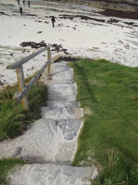 Schody Přírodního Kamene Pláž Birsay Sound Orkney Mainland Orkneje Skotsko — Stock fotografie