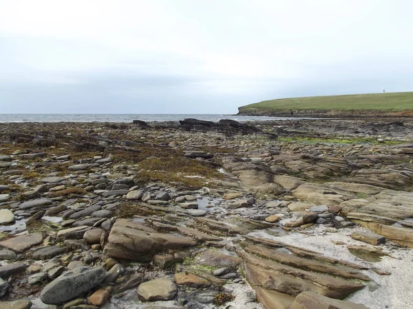Stacked Stone Slabs Boulders Birsay Sound Orkney Mainland Orkney Islands — 스톡 사진