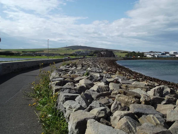 Causeway Rhe Peedie Sea Inland Lake Atlantic Ocean Kirkwall Orkney — Φωτογραφία Αρχείου