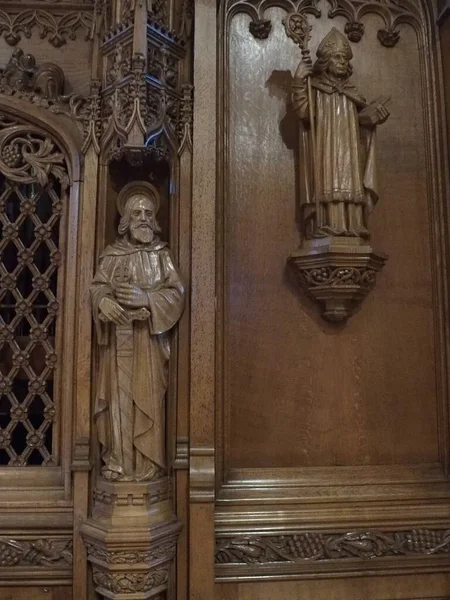 Wooden Carved Statues Saints Magnus Cathedral Kirkwall Orkney Islands Scotland — Stock fotografie