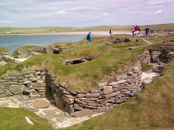 The Stone Age archaeological site of Skara Brae, Orkney Mainland, Orkney Islands, Scotland, United Kingdom, forms part of the UNESCO World Heritage Site 'The Heart of Neolithic Orkney', here details of the excavated dwellings