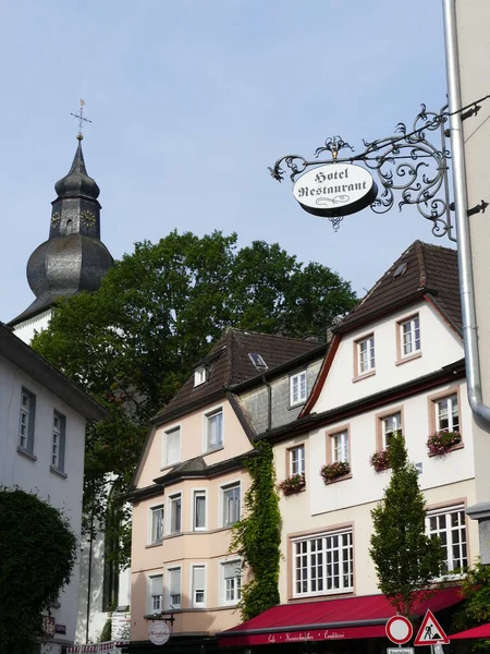 Houses Old Town Attendorn North Rhine Westphalia Germany Background Tower — 图库照片