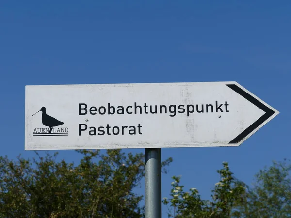 Signpost Observation Point Pastorat Preserved Hellinghauser Mersch Lippstadt North Rhine — Stockfoto