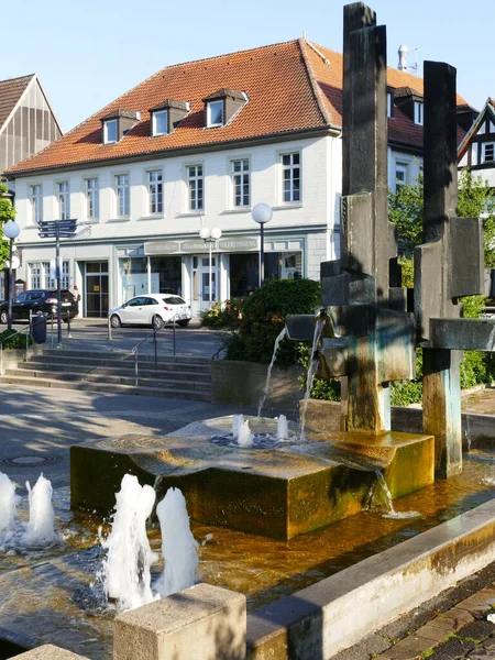 Marktbrunnen Market Fountain Front Mary Church Lippstadt North Rhine Westphalia — Stock Fotó