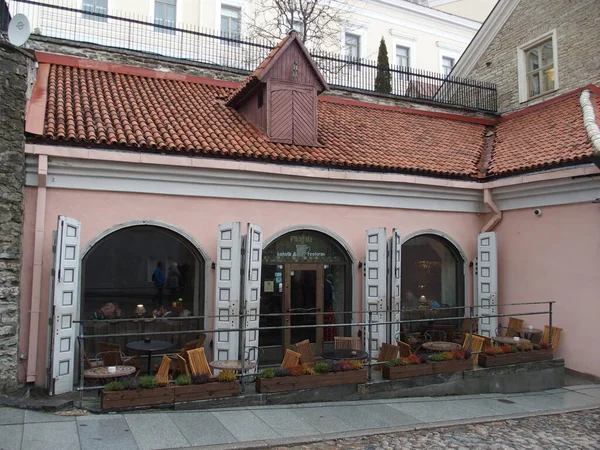 Café Dans Vieille Ville Tallinn Estonie — Photo