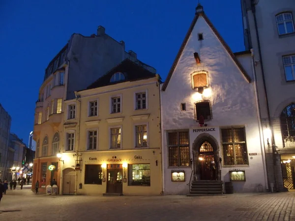 Historisk Restaurang Peppersack Tallinns Gamla Stad Estland Kvällen — Stockfoto