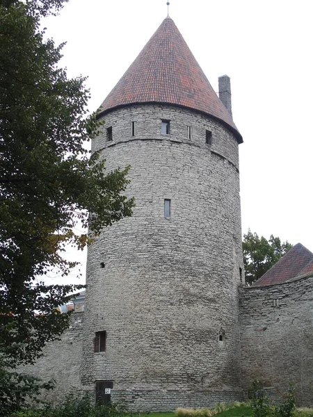 Tallinn Estonya Nın Iyi Korunmuş Şehir Tahkimatlarının Kuleleri Duvarları — Stok fotoğraf