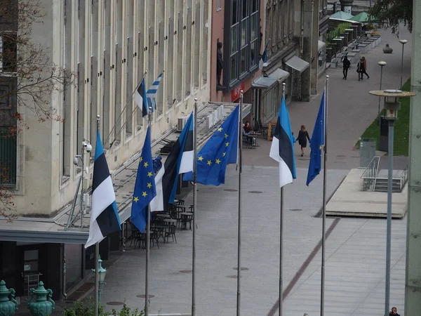 Banderas Estonia Unión Europea Tallin Estonia — Foto de Stock