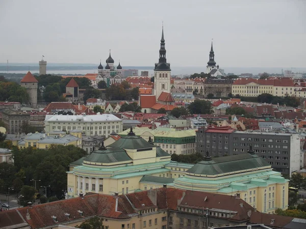 View of Tallinn, Estonia, (left to right) the spiers of Alexander Nevski Cathedral, St. Nicolas Church and Dome Cathedral