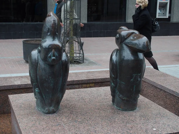Sculptures Modernes Dans Rue Piétonne Siauliai Lituanie — Photo