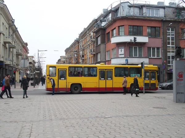 Autobús Calle Peatonal Siauliai Lituania — Foto de Stock