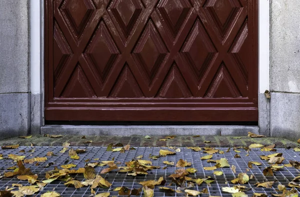 Típico Los Países Bajos Color Burdeos Rojo Puerta Entrada Madera — Foto de Stock