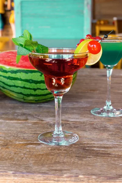 Cocktail Woowoo Cherry Lime Mint Cranberry Juice Vodka Watermelon Old — Fotografia de Stock
