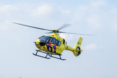 The Hague, NETHERLANDS -20 July, 2022: 112 Ambulance Helicopter. ANWB Medical Air Assistance (MAA) from Netherlands.
