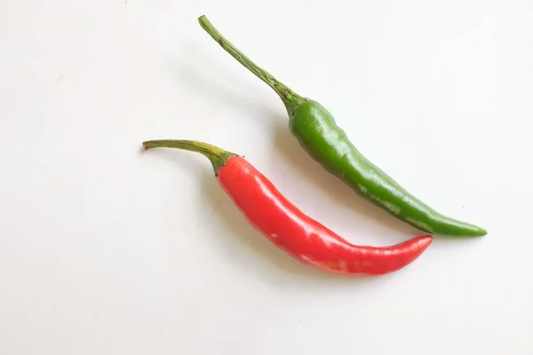 Close Flat Lay Red Hot Chili Pepper Isolate White Background — ストック写真