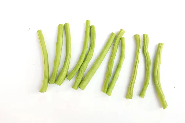 Sliced Yard Long Bean Vegetable Isolate White Background — Fotografia de Stock