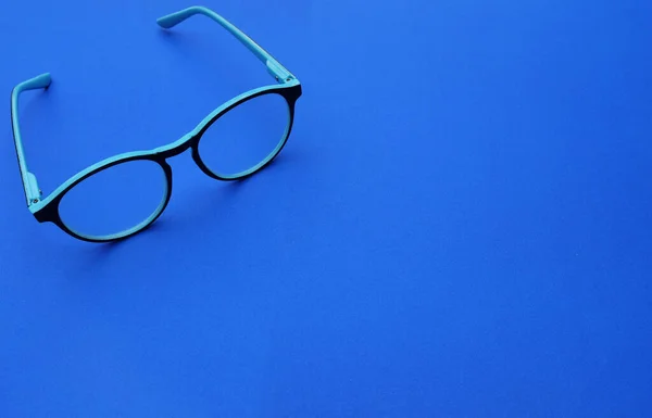 Clear Eyeglasses Glasses Blue Frame Wire Strip Modern Style Blue — Fotografia de Stock