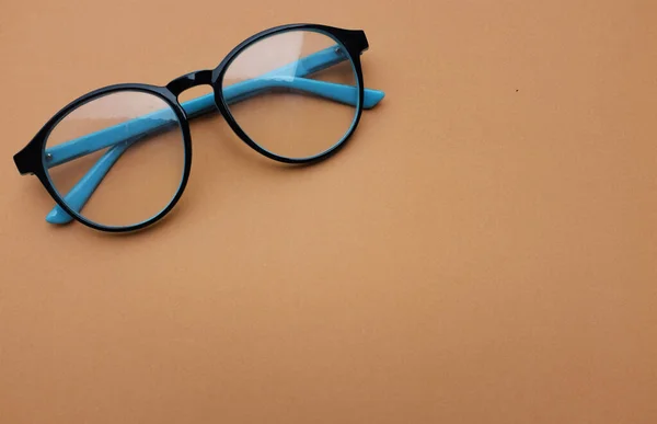 Clear Eyeglasses Glasses Blue Frame Wire Strip Modern Style Brown — Fotografia de Stock