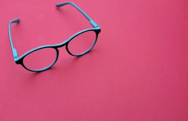 Clear Eyeglasses Glasses Blue Frame Wire Strip Modern Style Pink — Fotografia de Stock