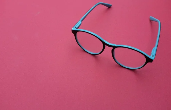 Clear Eyeglasses Glasses Blue Frame Wire Strip Modern Style Pink — Fotografia de Stock
