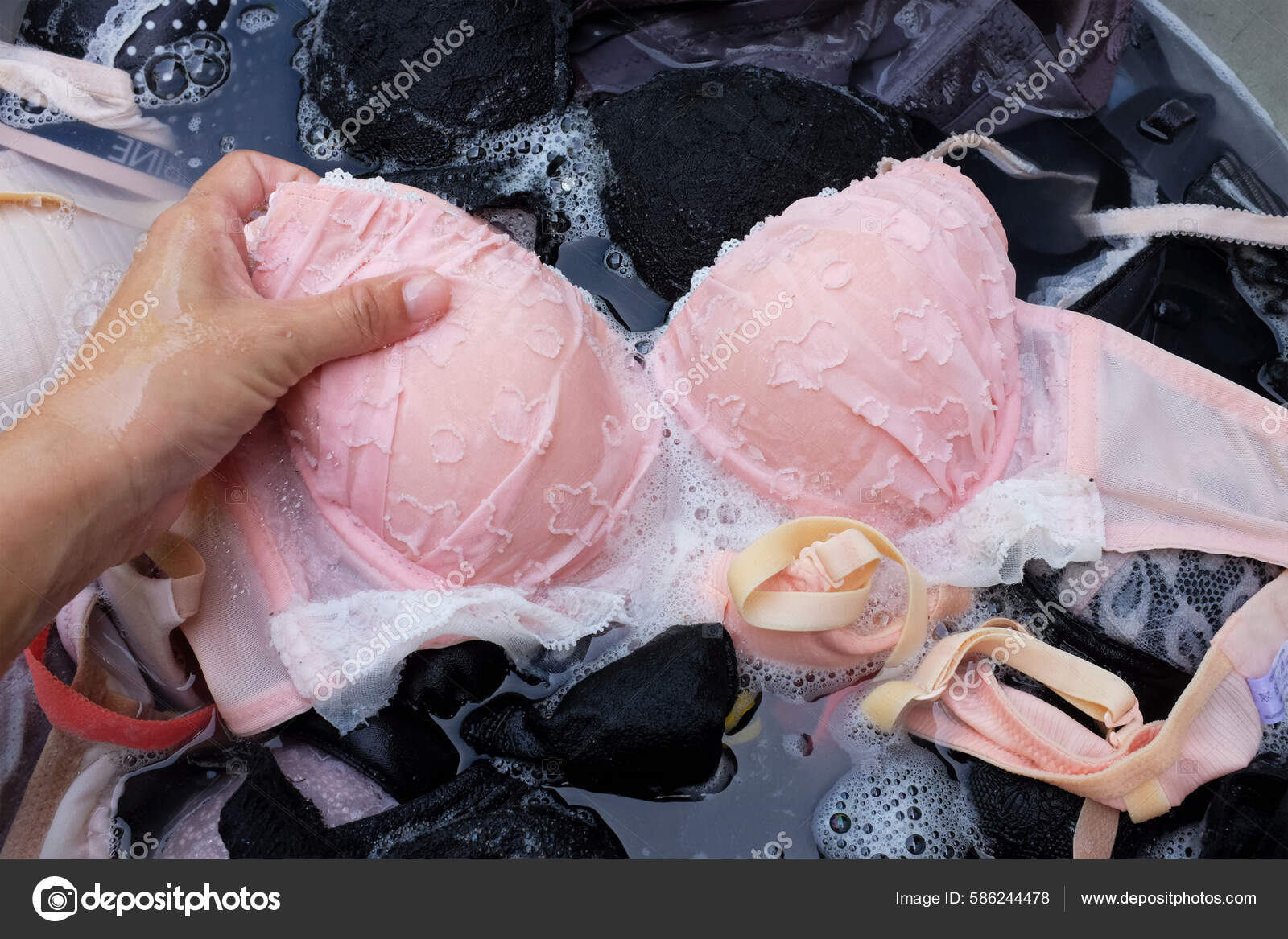 Washing Bras Basin Washing Clothes Hand Stock Photo by ©NantawanPatamarot  586244478