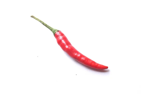 One Ripe Red Hot Chili Peppers Vegetable Isolated White Background — Photo
