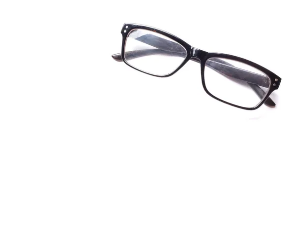 Copy Space Black Framed Eyeglasses Isolate White Background — Foto Stock