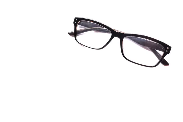 Copy Space Black Framed Eyeglasses Isolate White Background — Fotografia de Stock