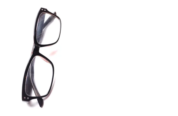 Copy Space Black Framed Eyeglasses Isolate White Background — 图库照片