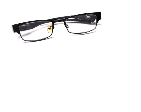 Copy Space Black Framed Eyeglasses Isolate White Background — Φωτογραφία Αρχείου