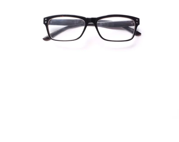 Flat Lay Black Framed Eyeglasses Isolate White Background — Fotografia de Stock
