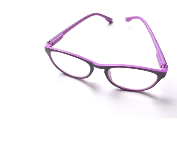 Copy Space Purple Framed Eyeglasses Isolate White Background — ストック写真