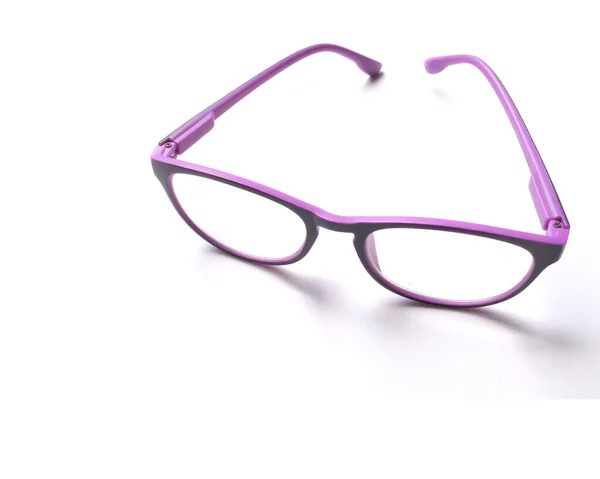 Copy Space Purple Framed Eyeglasses Isolate White Background — 스톡 사진